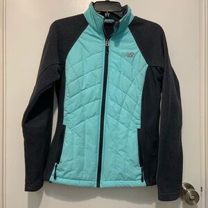 New Balance Women's Jacket with fleece arms. Teal and Charcoal. (Size SMALL)